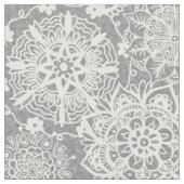 Weich-Grau-Weiß-Mandala-Muster Stoff (Nahaufnahme)