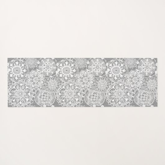 Weich-Grau-Weiß-Mandala-Muster Yogamatte (Rückseite (Horizontal))