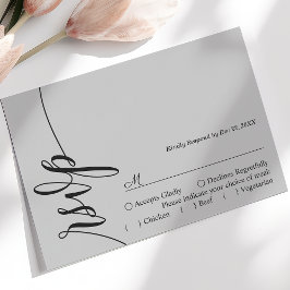 Weich graue elegante Calligrafy Wedding RSVP Card