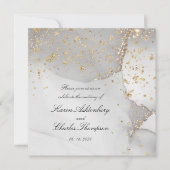 Weich graue und glänzende Gold Moderne Hochzeit Einladung (Vorderseite)