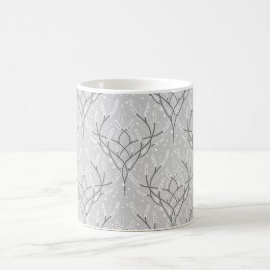 Weich graues botanisches Weinmuster Kaffeetasse (Mittel)
