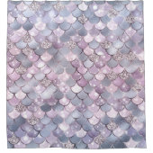 Weich graurosafarbene Meerjungenskala Glitzer Shin Duschvorhang (Vorderseite)