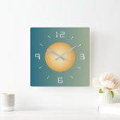 Weich grün mit trendigen weißen Zahlen Wall Clock Quadratische Wanduhr (Zuhause)