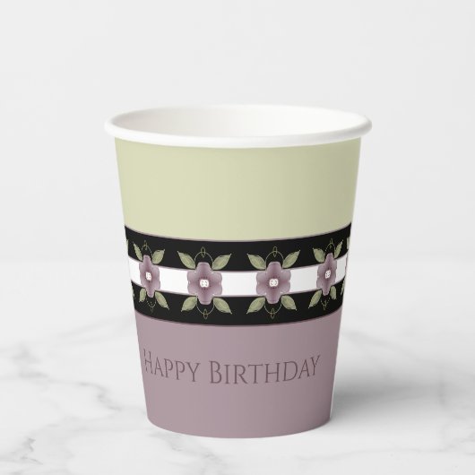 Weich grün und Lila Pappbecher (Rückseite)