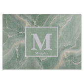 Weich grüner Marmor mit weißer Venen-Monogramm Schneidebrett (Vorderseite)
