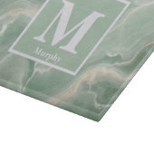 Weich grüner Marmor mit weißer Venen-Monogramm Schneidebrett (Ecke)