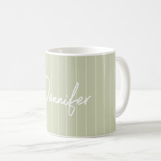 Weich-grüner Striphandschreibender Individuelle Na Kaffeetasse (VorderseiteRechts)