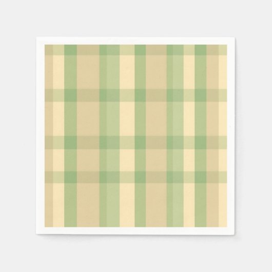 Weich grünes und Beige Kariertes Muster Serviette (Vorderseite)