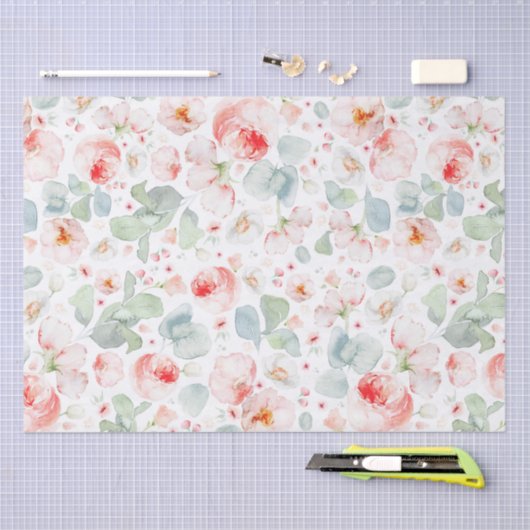 Weich hellrosa Blume Botanisch Seidenpapier (Handwerk)