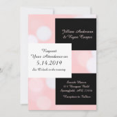 Weich Korallenrosa und Schwarz Elegante Hochzeit Einladung (Vorderseite)