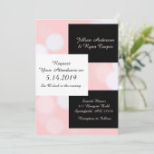 Weich Korallenrosa und Schwarz Elegante Hochzeit Einladung (Stehend Vorderseite)