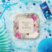 Weich Lila rosa Aquarellfarben Blüte 40. Geburtsta Pappteller (Party)