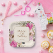 Weich Lila rosa Aquarellfarben Blüte 40. Geburtsta Pappteller (Party)