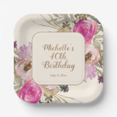 Weich Lila rosa Aquarellfarben Blüte 40. Geburtsta Pappteller (Vorderseite)