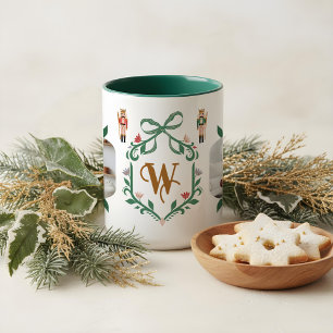 Weich-Nutcracker-Monogramm und Foto-grüner Bow Tasse