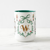 Weich-Nutcracker-Monogramm und Foto-grüner Bow Tasse (Zentrum)