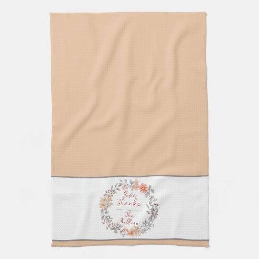 Weich orangefarbener Blumenkranz personalisiert Geschirrtuch (Vertikal)