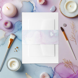 Weich Pastel Blau, Lilac und Gold Alkohol Tinte Einladungsbanderole