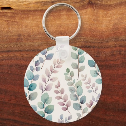 Weich Pastel Eucalyptus Blätter Schlüssel Schlüsselanhänger (Rückseite)