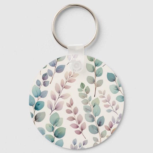 Weich Pastel Eucalyptus Blätter Schlüssel Schlüsselanhänger (Rückseite)