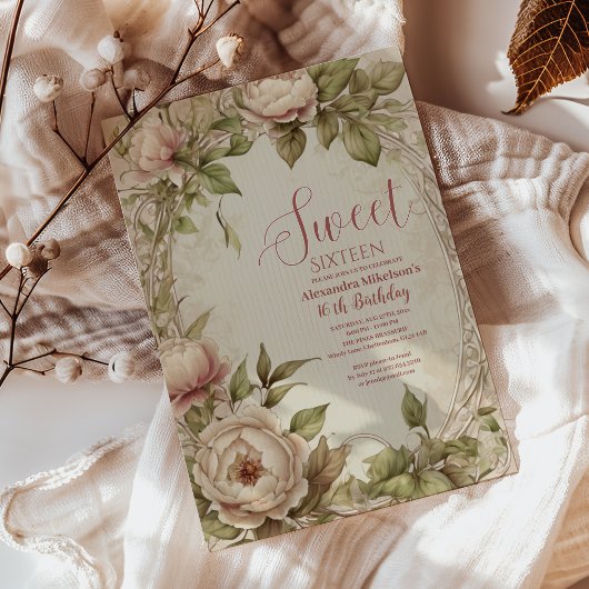 Weich Pastel Floral Wasserfarbe Süß 16 Einladung