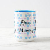 Weich Pastel Herzmuster Guten Morgen Tasse (Mittel)