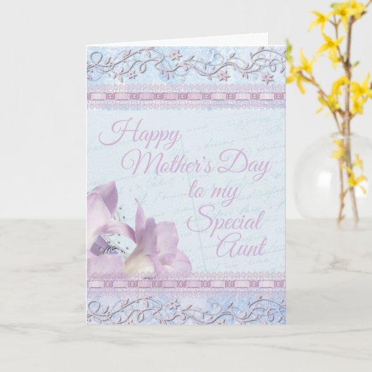 Weich Pastel Lily Tante Muttertag Karte (Gelbe Blume)