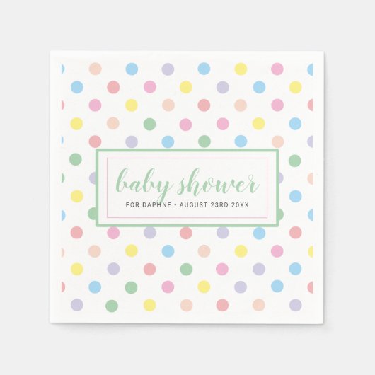 Weich Pastel Polka Dots Babyduschpapier Serviette (Vorderseite)