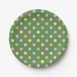 Weich Pastel Polka Dots Green Pappteller