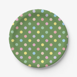 Weich Pastel Polka Dots Green Pappteller