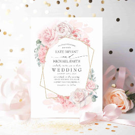 Weich Pastel Rosa Blume Elegante romantische Hochz Einladung
