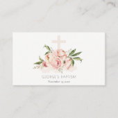 Weich Pastel Rose Blumenkreuz Taufe Platzkarte (Vorderseite)