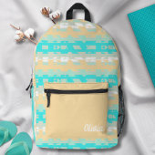 Weich Pastel Türkis Beige Streifen Muster Bedruckter Rucksack