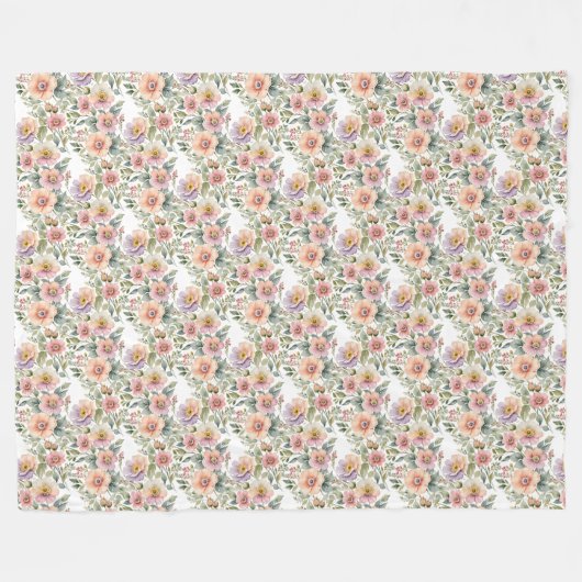 Weich Pastel Windblume Spray Fleece Blanket (Vorderseite (Horizontal))