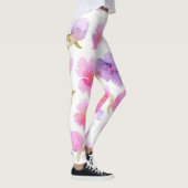 Weich Pastell Aquarellfarben Pink und Lavender Blu Leggings (Rechts)
