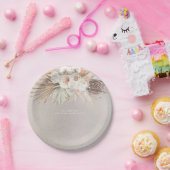 Weich Pastell Brown Pampas Gras und Blume Pappteller (Party)