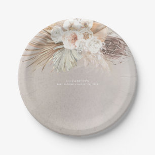 Weich Pastell Brown Pampas Gras und Blume Pappteller