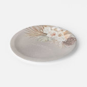 Weich Pastell Brown Pampas Gras und Blume Pappteller (Schrägansicht)