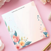 Weich Pastell Floral Corner Border Personalisiert Notizblock