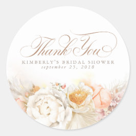 Weich Pastell Floral Pampas Grass Vielen Dank Runder Aufkleber