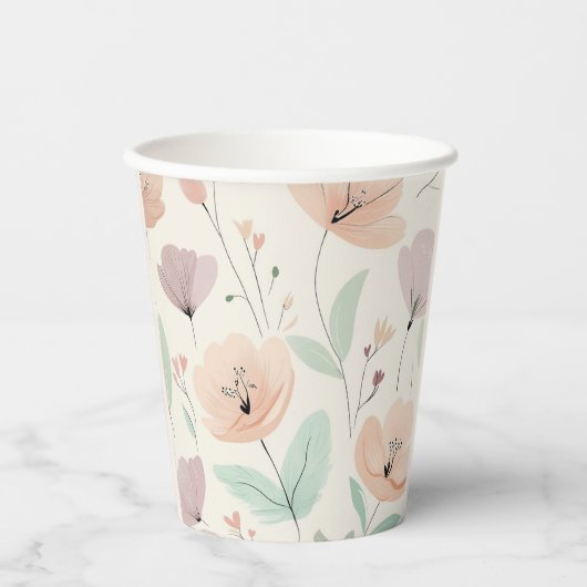 Weich Pastell Floral Paper Cup Pappbecher (Vorderseite)