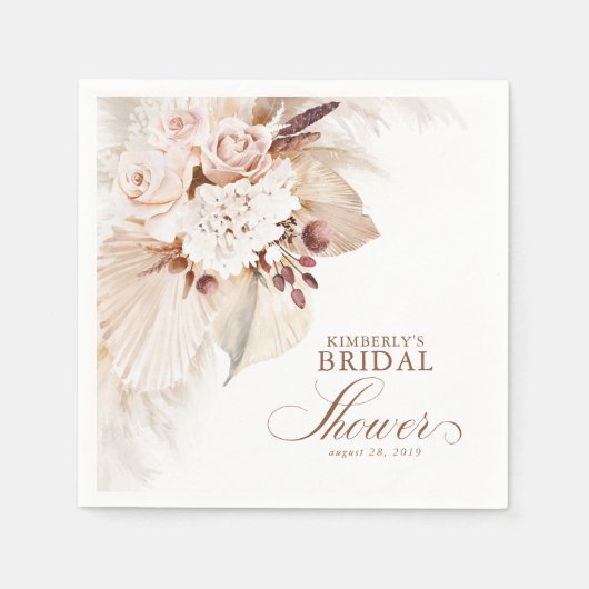 Weich Pastell Pampas Brautparty Serviette (Vorderseite)