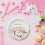 Weich Pastell Pampas Grass und Blume Boho Pappteller (Party)