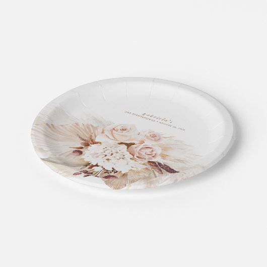 Weich Pastell Pampas Grass und Blume Boho Pappteller (Schrägansicht)