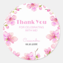 Weich Pastell Pink Cherry Blossom Sakura Geburtsta Runder Aufkleber