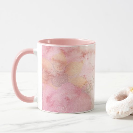 Weich Pastell Pink Grün Krawatte-Farbmuster Tasse (Mit Donut)