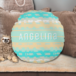 Weich Pastell Türkis Beige Moderner Himmel Namesak Rundes Kissen
