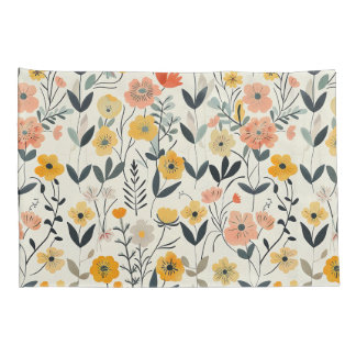 Weich Pastell Wildblume Botanisches Muster Sham Kissenbezug