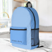 Weich pastellblauer Farbblock Moderner Mit Monogra Bedruckter Rucksack