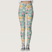 Weich pastellfarbene Blumenmuster Leggings (Vorderseite)